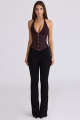 Chocolat Satin Waist Cinch Corset Top