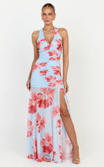 Jasmine Maxi Dress - Ruched Racer Back Dress in Mirabelle Floral Print