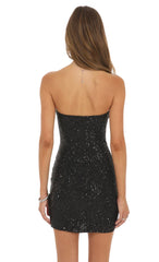 Strapless Sequin Mini Dress in Black