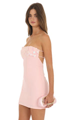 Strapless Floral Mini Dress in Pink