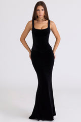 Black Velvet Hourglass Maxi Dress - Limited Edition