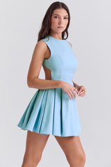 Tuscan Blue Twill Mini Dress