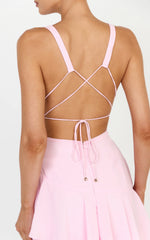Beryl Midi Dress - Deep V Neck Sleeveless Layered Dress in Pink