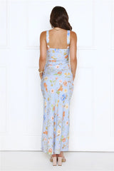 Sunset Petals Maxi Dress Blue