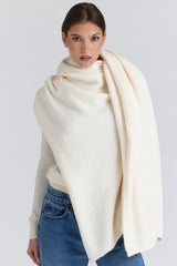 Ivory Wool Oversized Textured Scarf