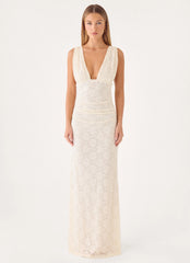 Aarin Lace Maxi Dress - Cream