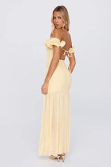 Standout Moment Mesh Off Shoulder Maxi Dress Butter