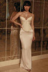 Ivory Satin Corset Maxi Gown - Limited Edition