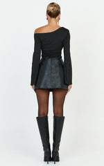 Sophia Top - Long Sleeve Asymmetrical Neckline Top in Black