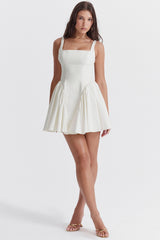 Ivory Cotton Bow Mini Dress
