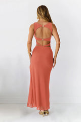 Secret Of The Sun Mesh Maxi Dress Orange