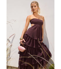 Soft Drama Strapless Tiered Ruffle Maxi Dress