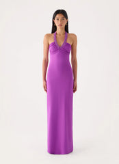 Yamila Beaded Strap Maxi Dress - Purple
