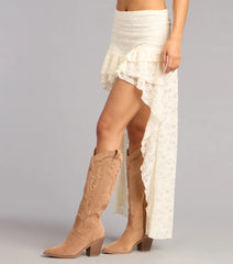 Boho Nights Lace High-Low Skirt