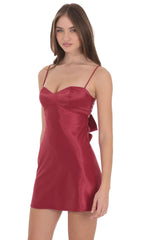 Satin Sweetheart Neck Dress in Wine