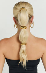 Simona Hair Tie - Chunky Metal Hair Tie Three Pack in Gold