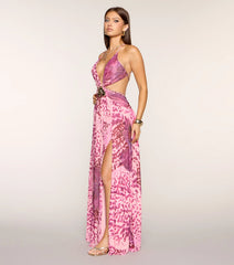 Trina Abstract Animal Print Formal Dress