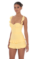 Ruffle Bodycon Dress in Yellow