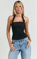 Tyler Top - Adjustable Halter Fitted Top in Black