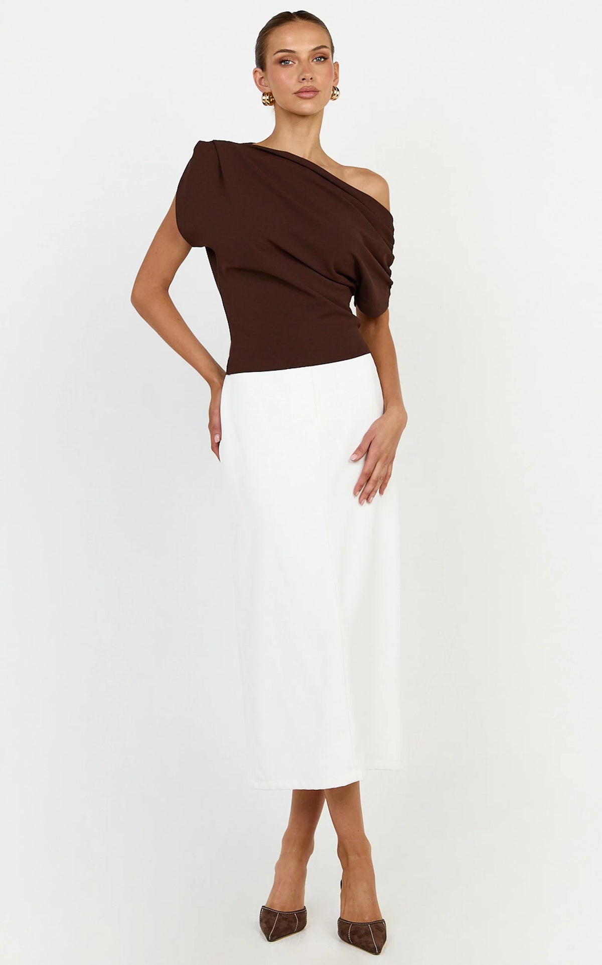Nalfie Top - Asymmetrical Top in Choc