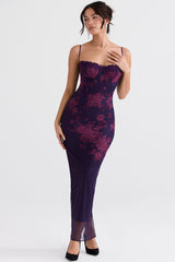 Grape Floral Print Maxi Dress