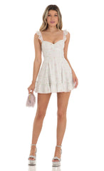 Floral Chiffon Dress in White