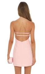 Strapless Floral Mini Dress in Pink
