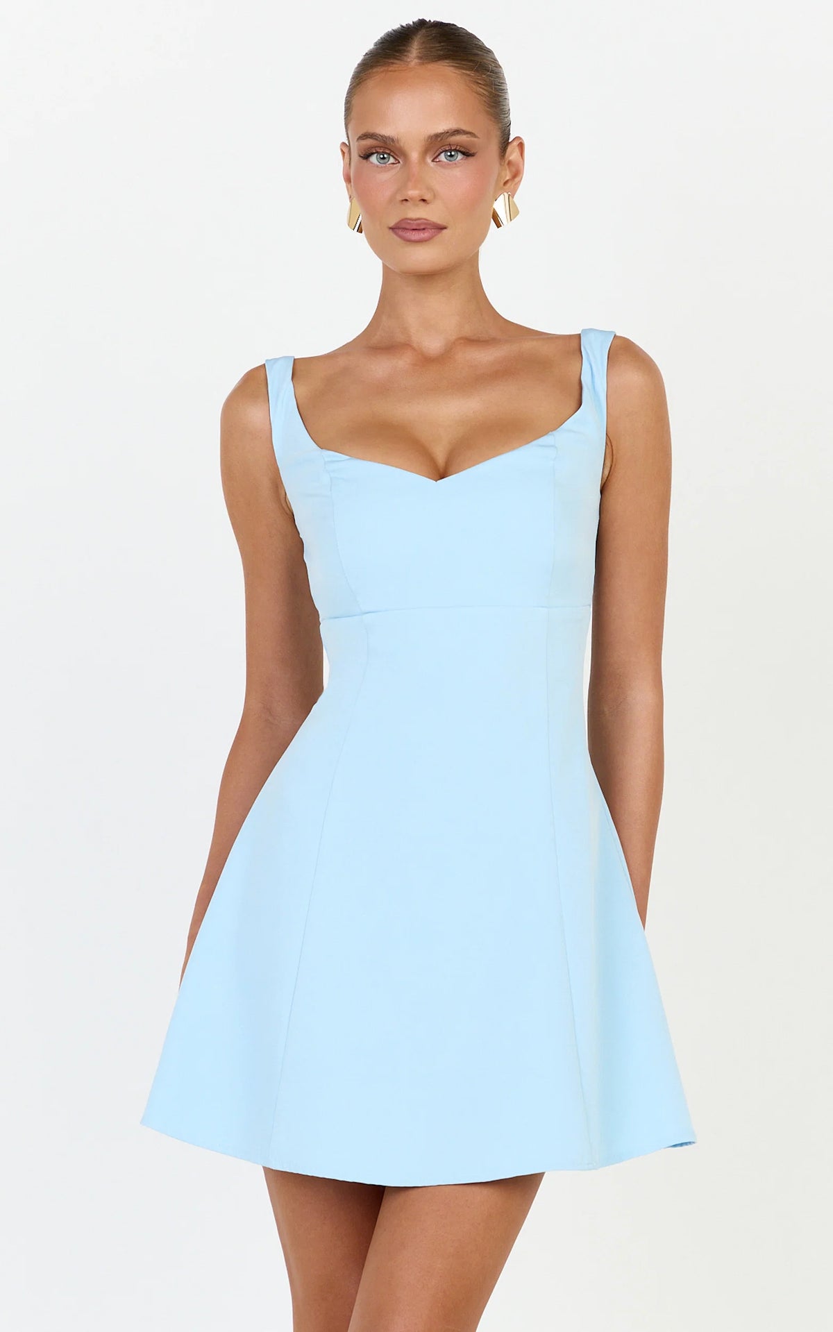 Jayce Mini Dress - Off The Shoulder A Line Dress in Blue