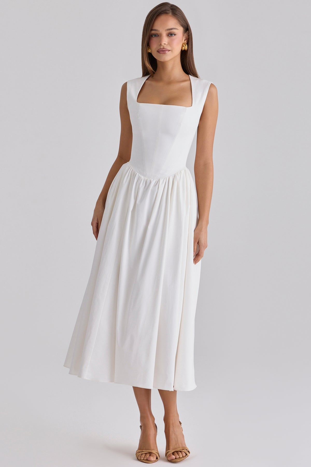 White Cotton Midi Sundress