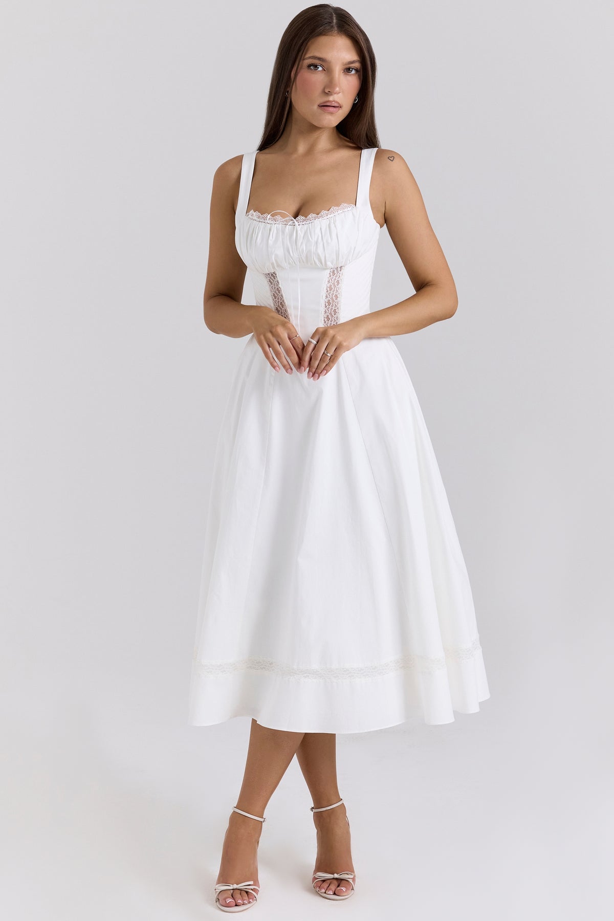 White Cotton Midi Sundress