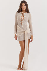 Natural Knit Lace Up Dress