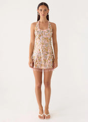 Ellerie Beaded Mini Dress - Pink