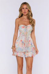 Let’s Get Dressed Strapless Mini Dress Multi