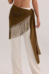 Bronze Georgette Hand Embellished & Fringed Mini Sarong
