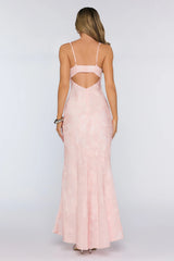 Sweetest Muse Textured Floral Fit To Flowy Maxi Dress Pink