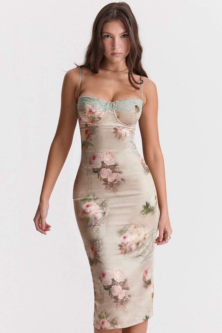 Vintage Floral Midi Dress