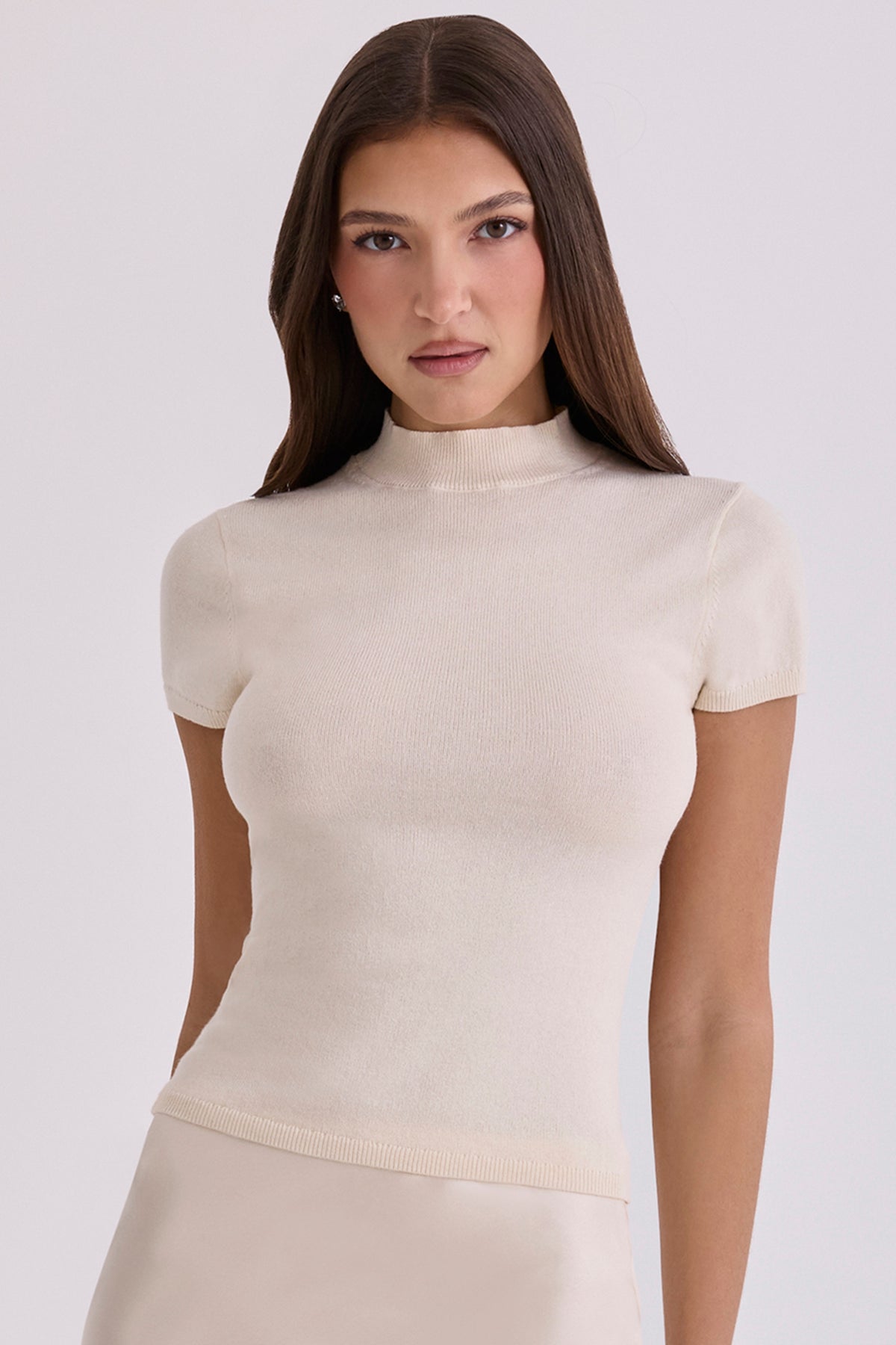 Ivory Cotton + Cashmere Short Sleeve Top