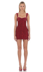 Lace Mini Dress in Red