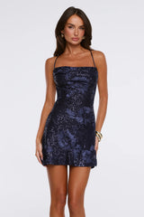 Glow Stars Sequin Mini Dress Navy