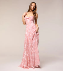 Vivienne Floral Brocade Lace-Up Dress