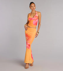 Sunset Mood Tropical Floral Halter Top