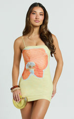 Aretta Mini Dress - Strappy Fitted Placement Mesh Print Dress in Orchid Print
