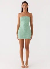 Dangerous Kind Beaded Mini Dress - Sage