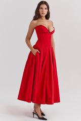 Scarlet Strapless Midi Dress