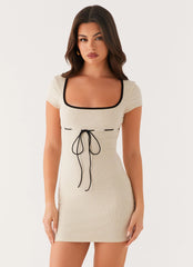 Keoni Ribbed Mini Dress - Oatmeal