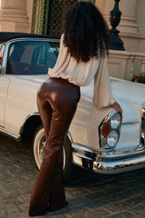 Chocolate Vegan Leather Trousers