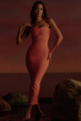 Papaya Strapless V Waist Bandage Maxi Dress