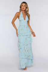 Wear The Aura Halter Maxi Dress Blue