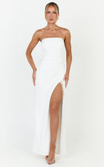 Liana Maxi Dress - Strapless Pearl Fringe Dress in White