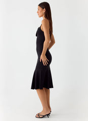 Tranquility Asymmetric Midi Dress - Black
